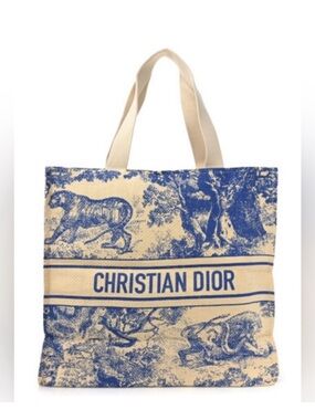 Dior Blue and Cream Toile Canvas Tote